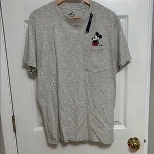 Disney Hollister Men's Gray T-Shirt with Mickey Mouse